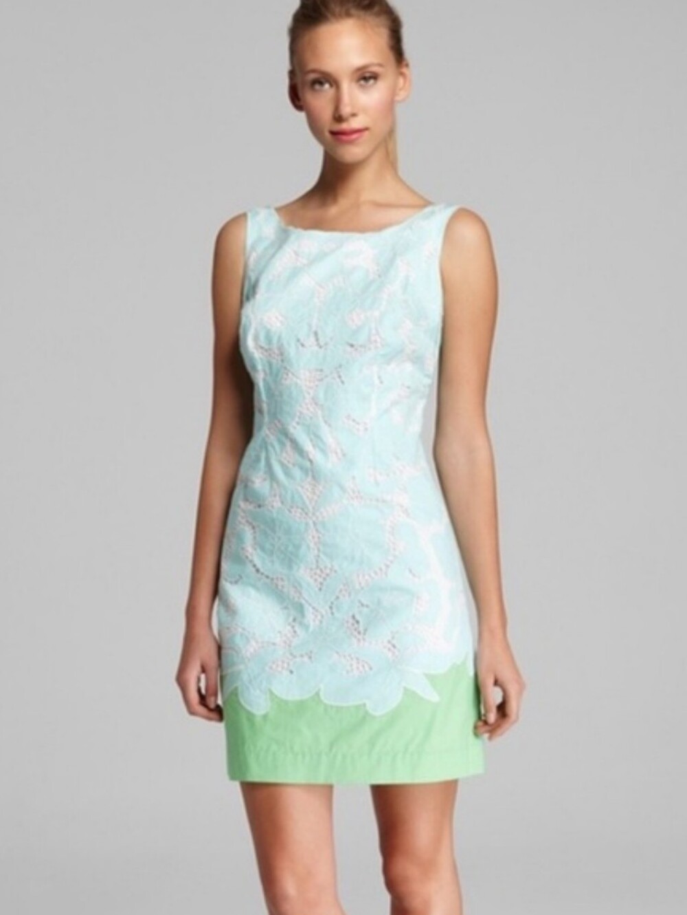 Lilly Pulitzer Cotton Sandbar Blu Eyelet Resortwear Dress Size 10